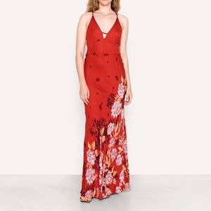 NWT Free People Get To You Printed Maxi Slip [Scarlet Combo] ♥️🗝
